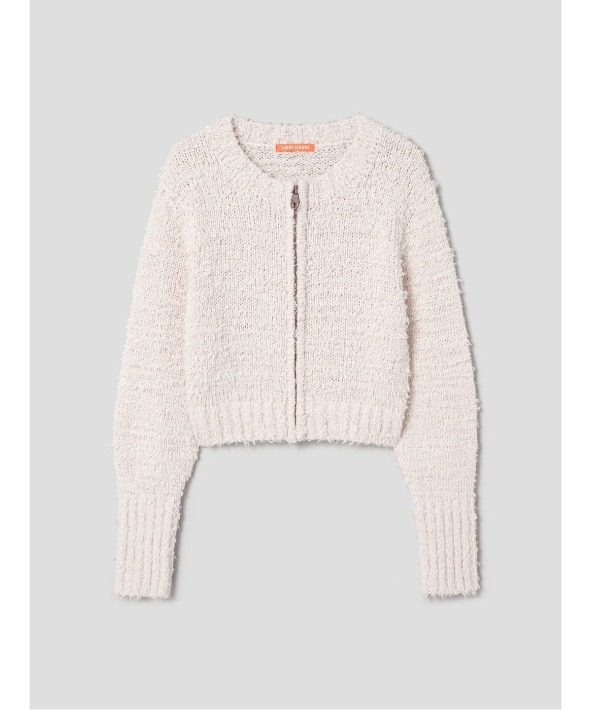 샌드 사운드(SAND SOUND) Boucle Crop ZipUp Sweater  Ivory