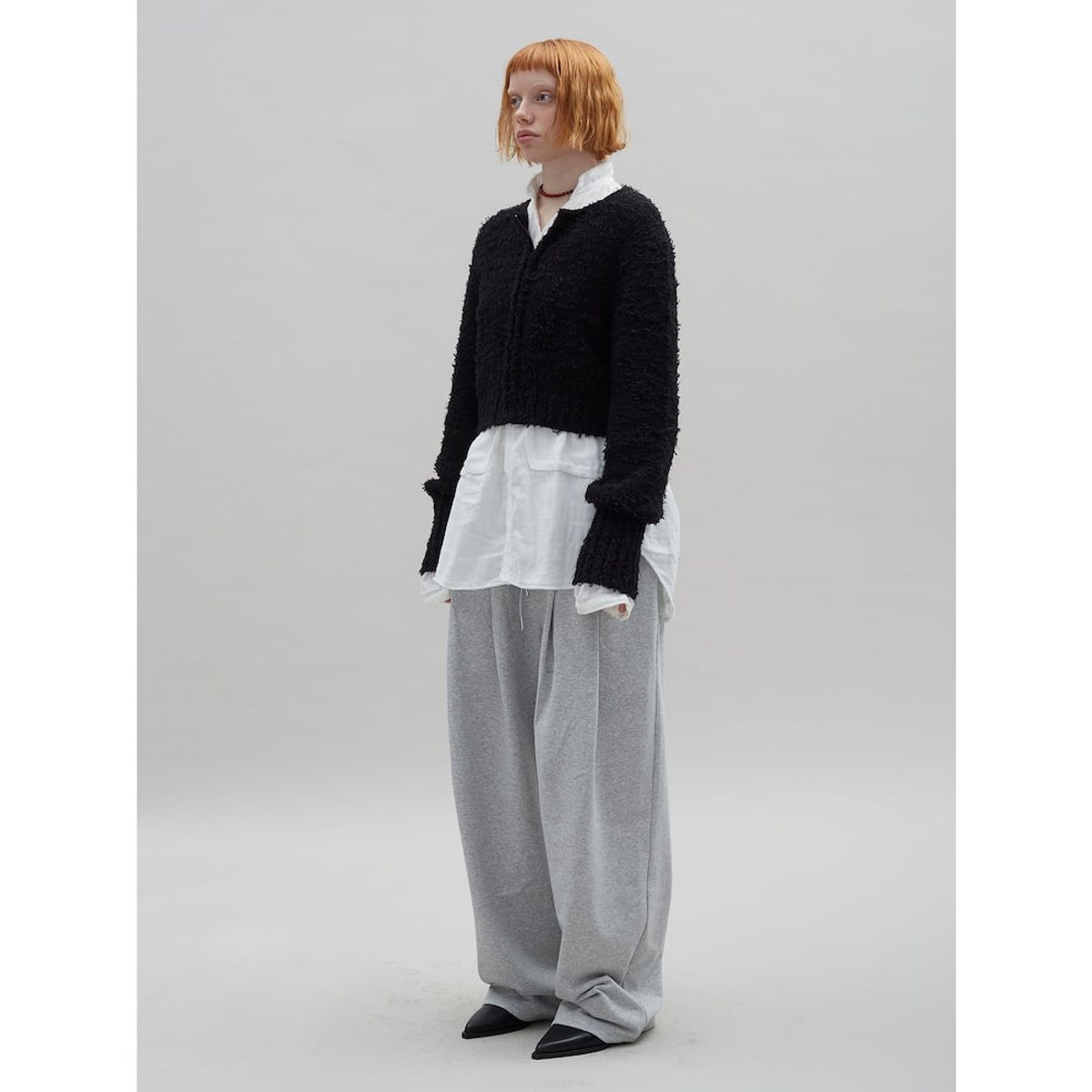 샌드 사운드(SAND SOUND) Boucle Crop ZipUp Sweater  Black