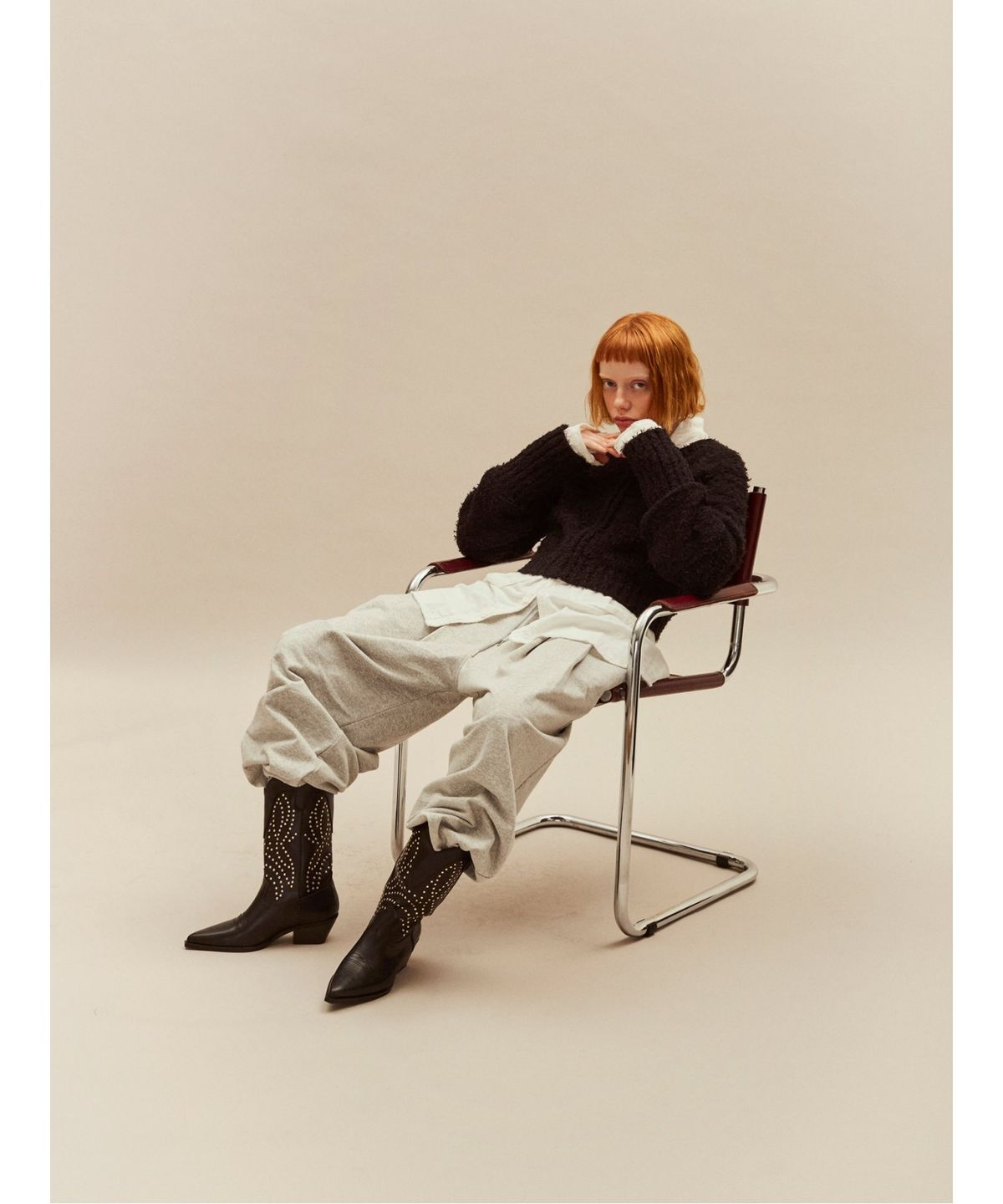 샌드 사운드(SAND SOUND) Boucle Crop ZipUp Sweater  Black