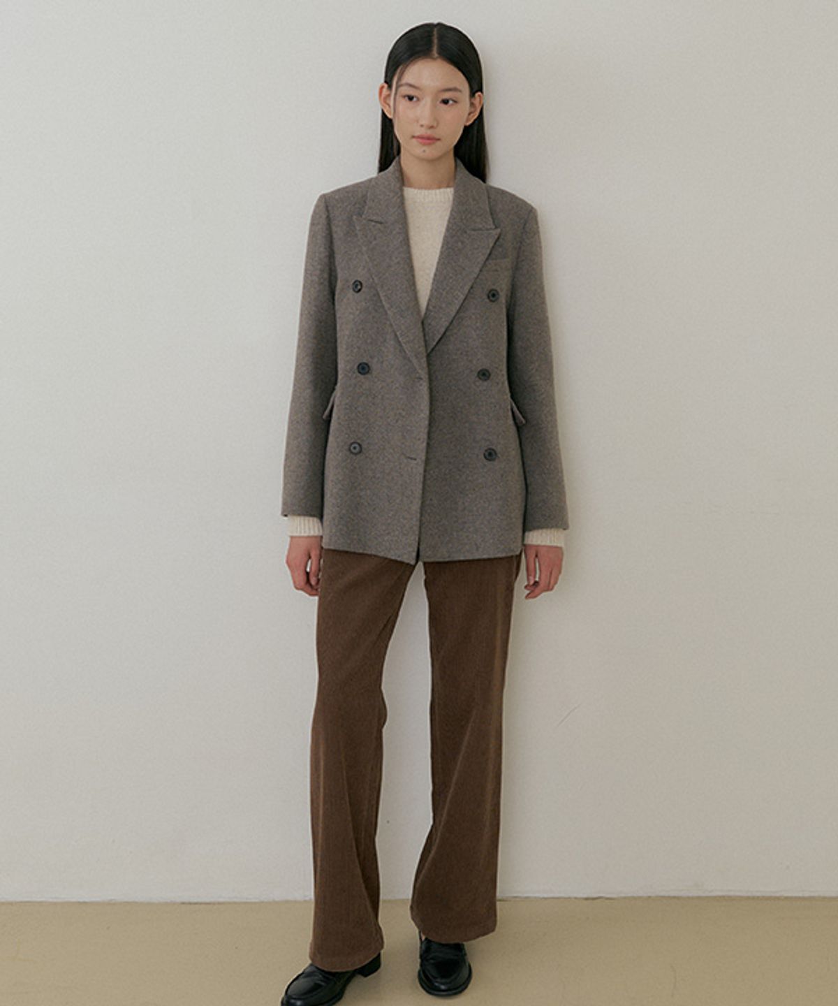 링서울(LINGSEOUL) wool double classic jacket-ash.brown