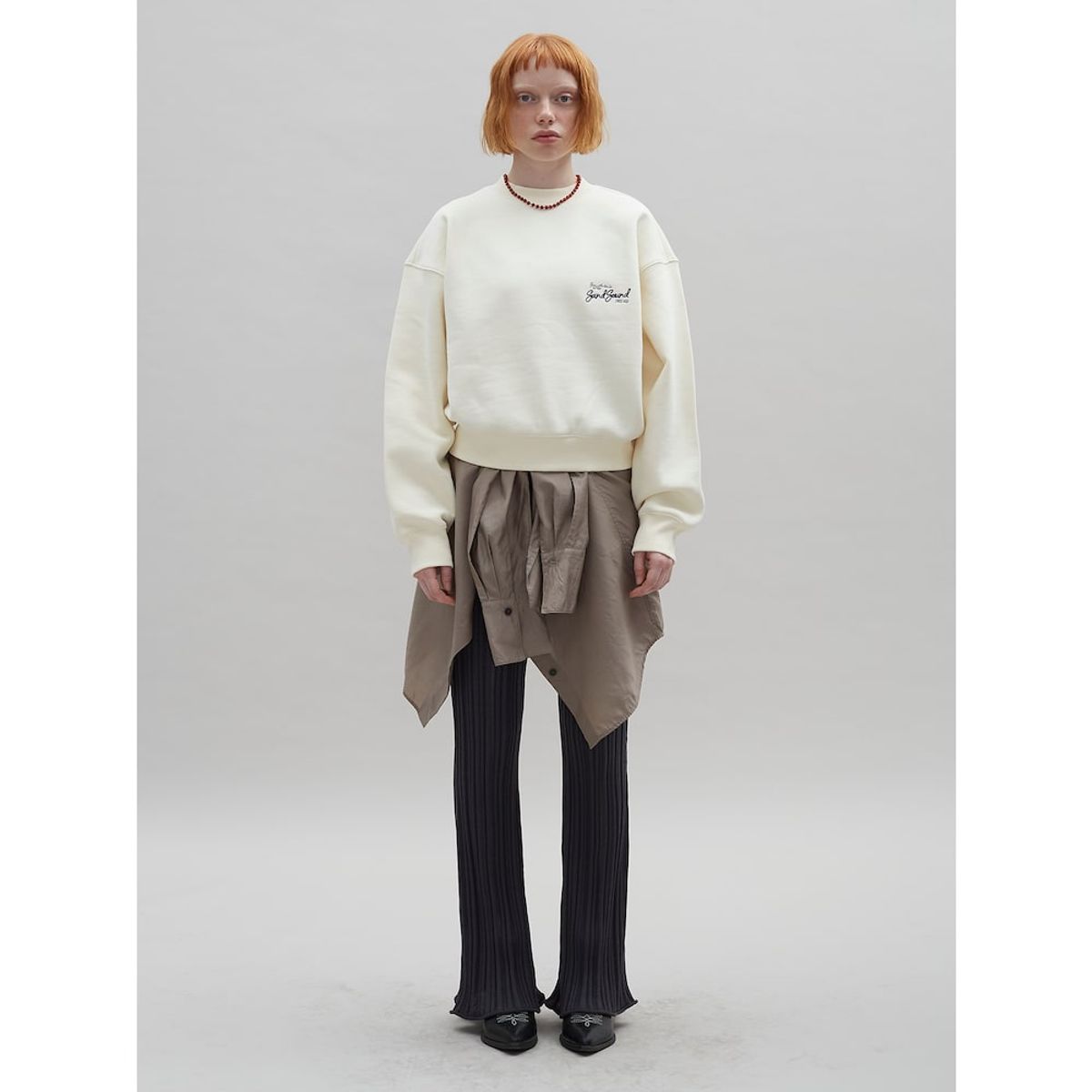 샌드 사운드(SAND SOUND) Lip Texture Bootcut Knit Pants  Ash