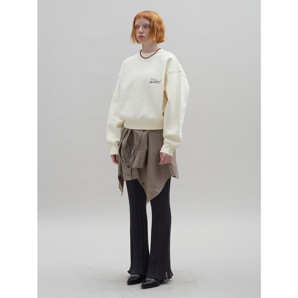 샌드 사운드(SAND SOUND) Lip Texture Bootcut Knit Pants  Ash