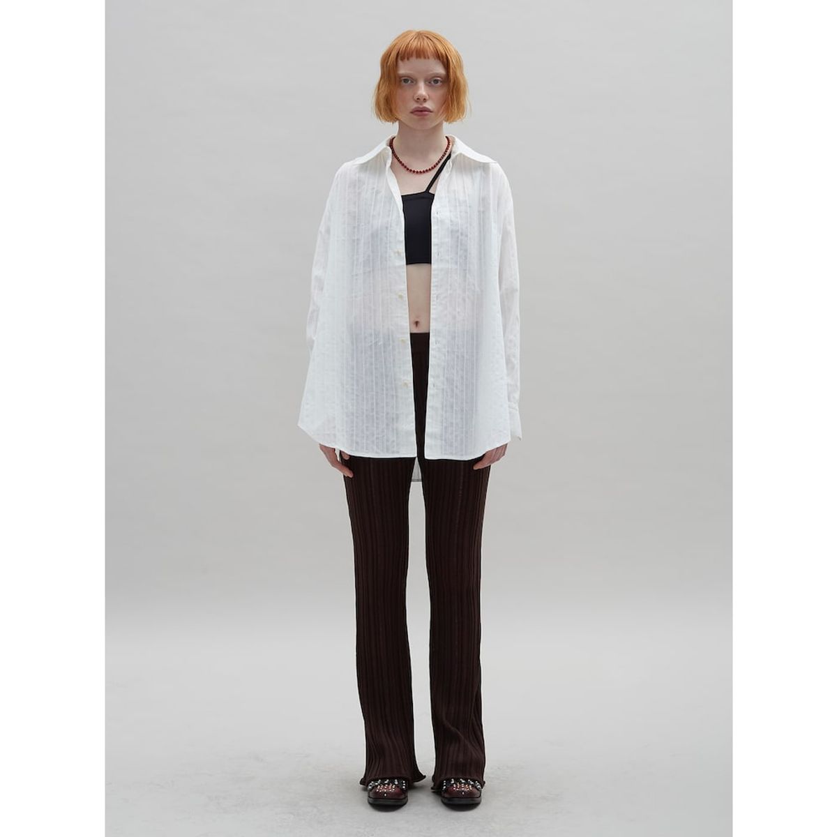 샌드 사운드(SAND SOUND) Lip Texture Bootcut Knit Pants  Brown