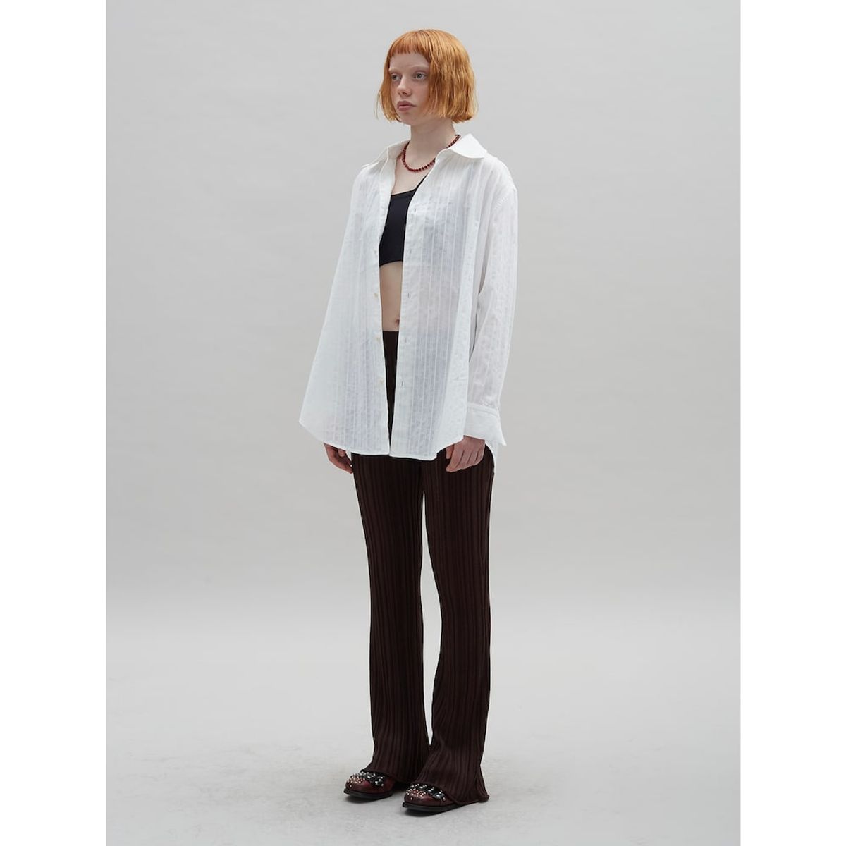 샌드 사운드(SAND SOUND) Lip Texture Bootcut Knit Pants  Brown