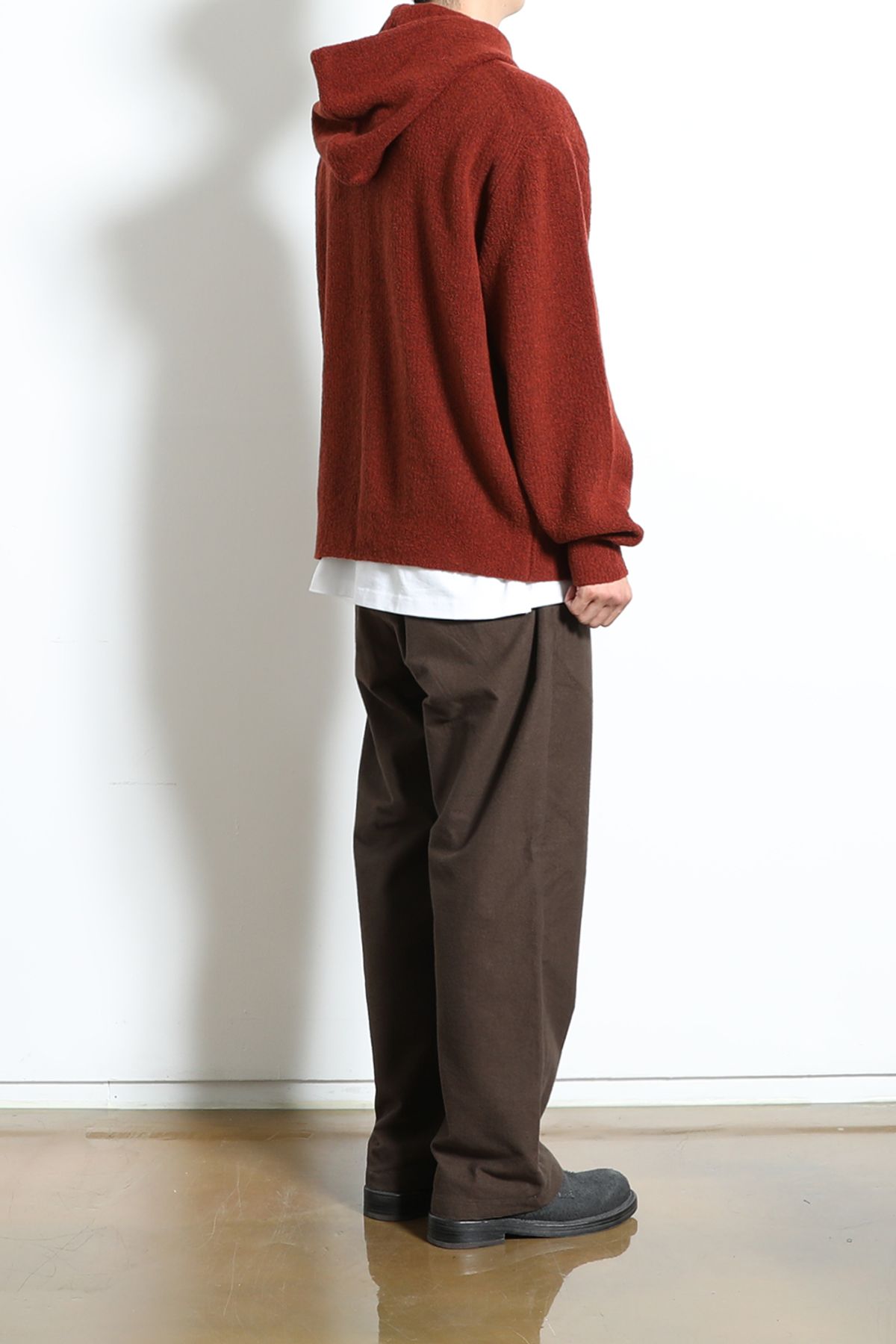 홀리선(HORLISUN) Acorn Boucle Hood Knit Cardigan Melange Brick