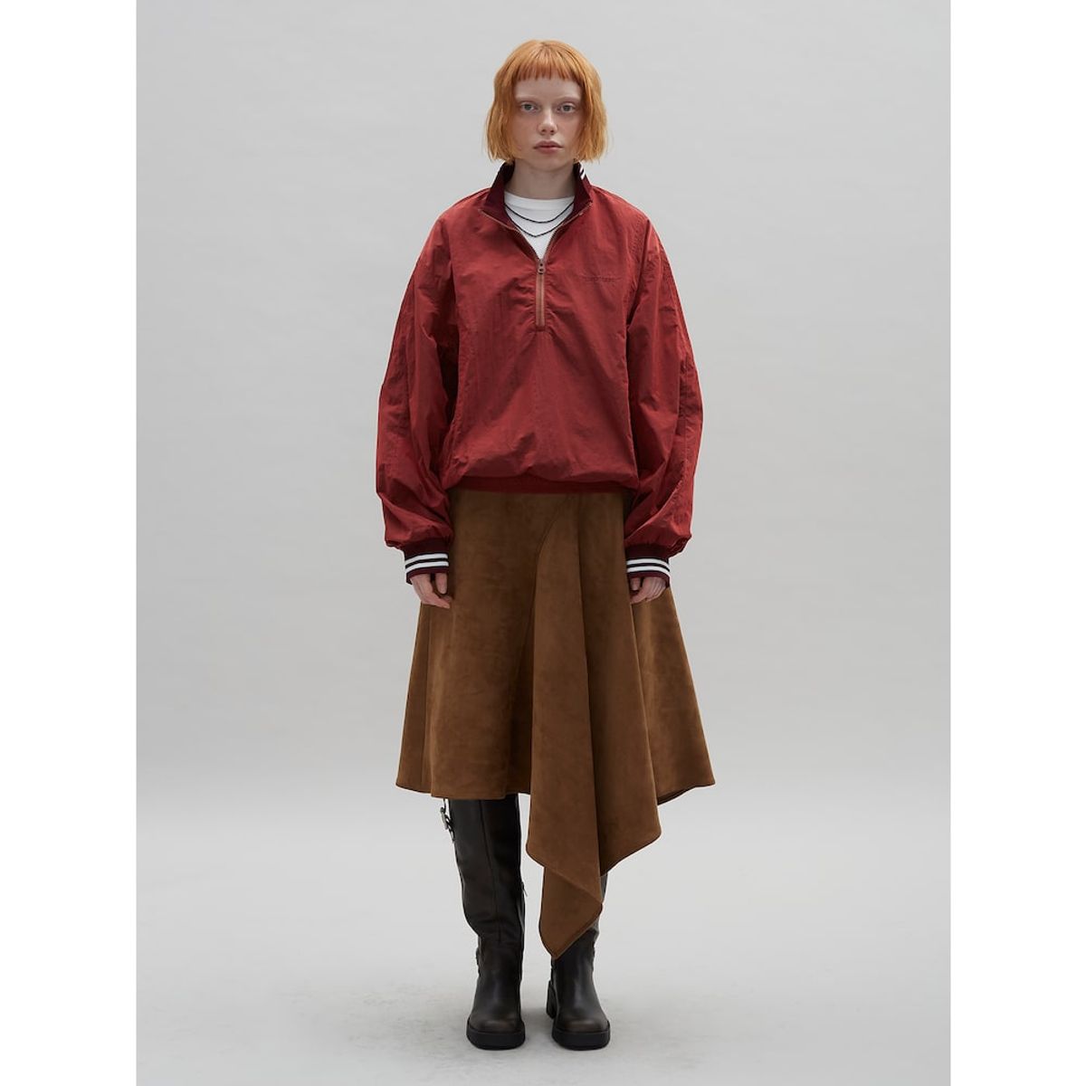 샌드 사운드(SAND SOUND) Unbalanced Faux Leather Skirt - Yellowish Brown