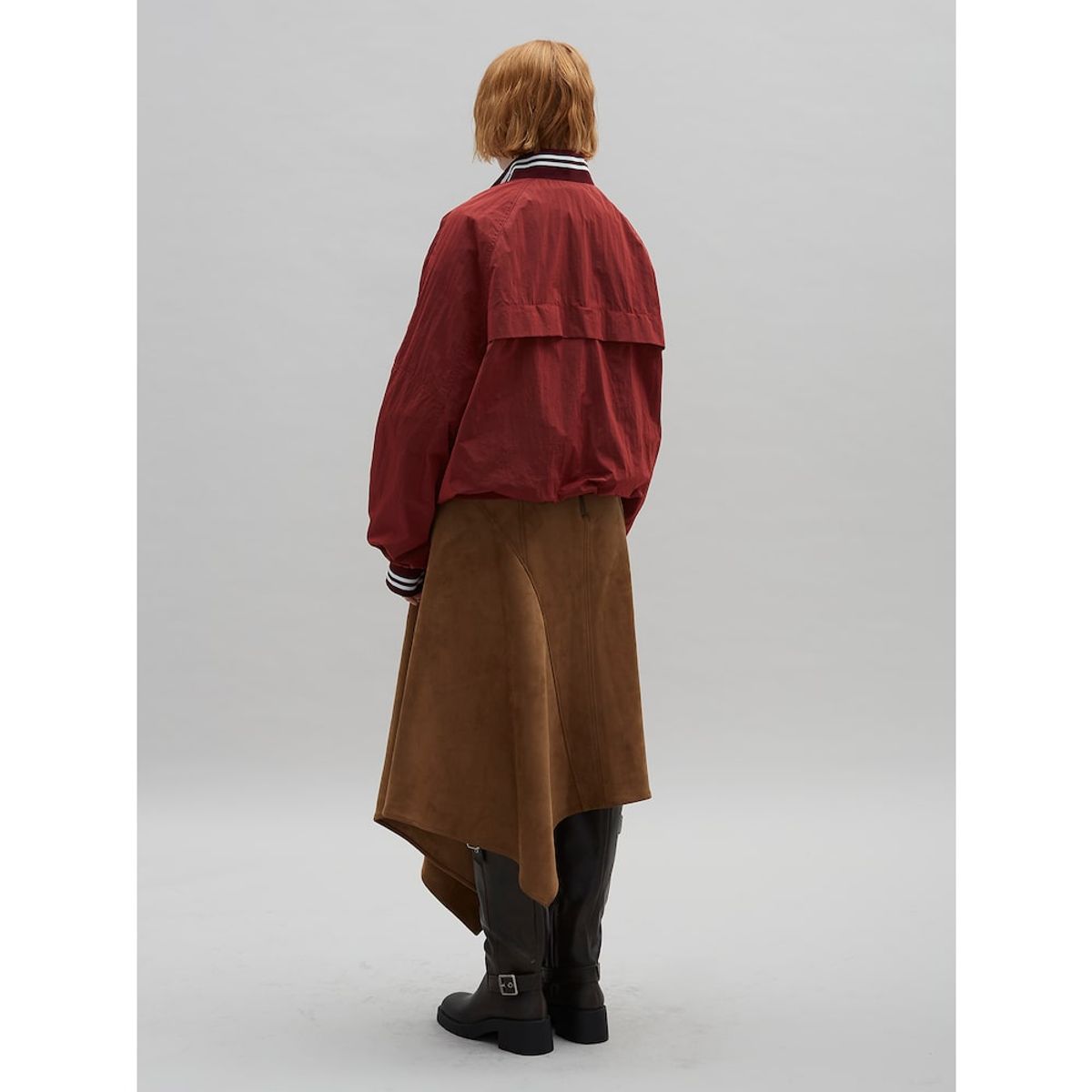 샌드 사운드(SAND SOUND) Unbalanced Faux Leather Skirt - Yellowish Brown