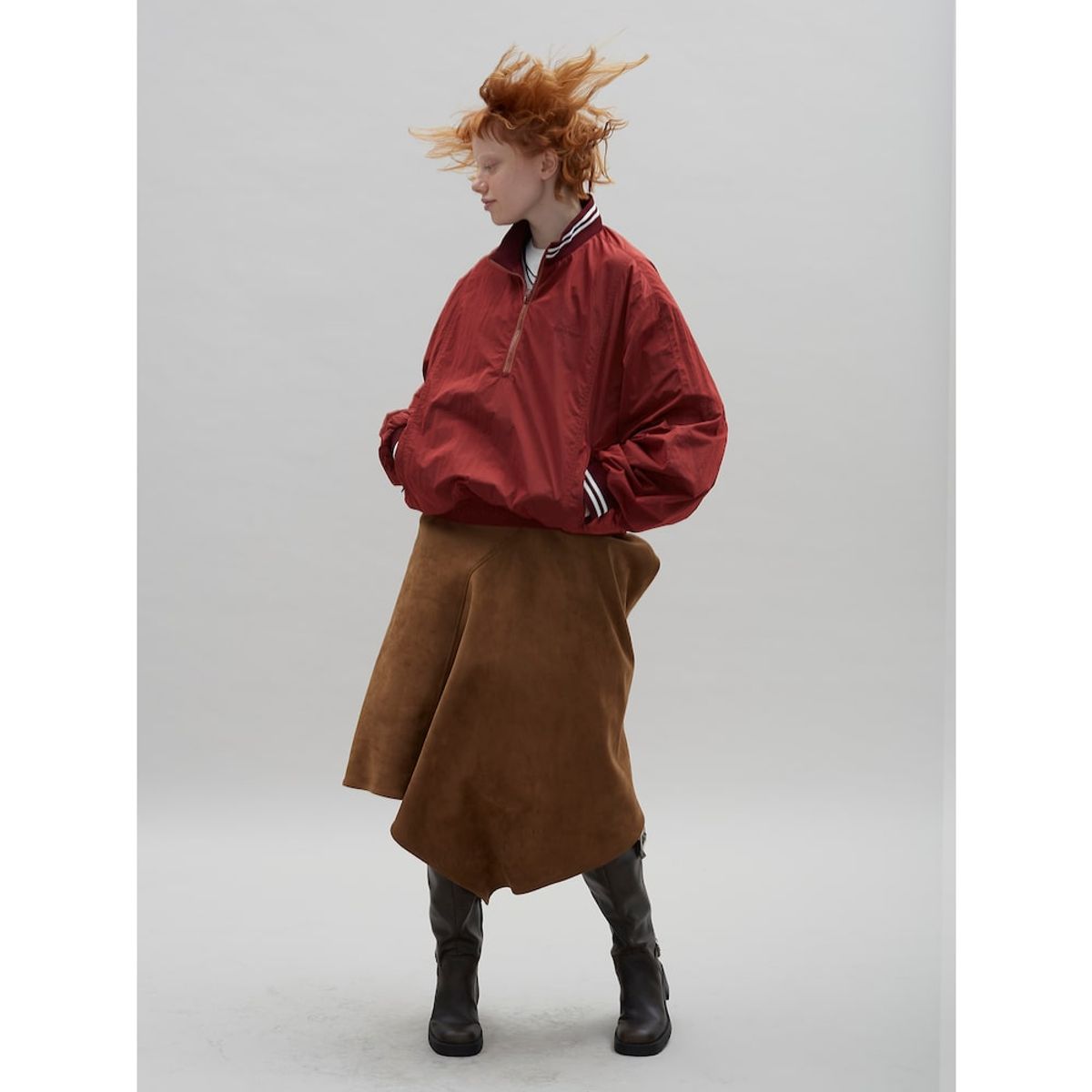 샌드 사운드(SAND SOUND) Unbalanced Faux Leather Skirt - Yellowish Brown