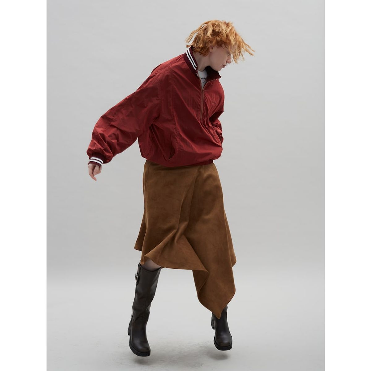 샌드 사운드(SAND SOUND) Unbalanced Faux Leather Skirt - Yellowish Brown