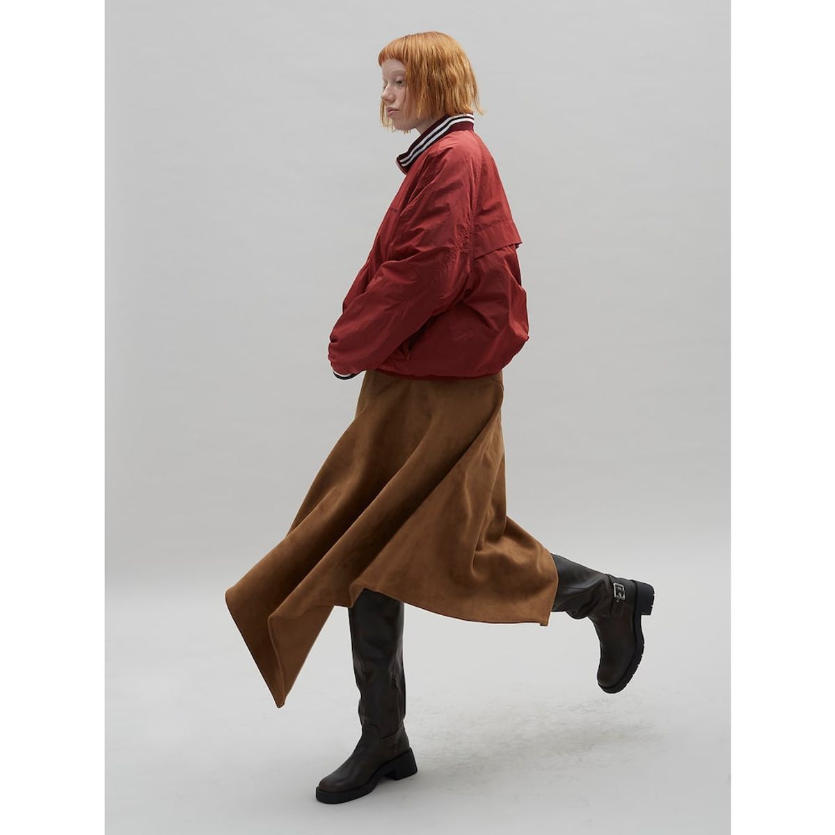 샌드 사운드(SAND SOUND) Unbalanced Faux Leather Skirt - Yellowish Brown
