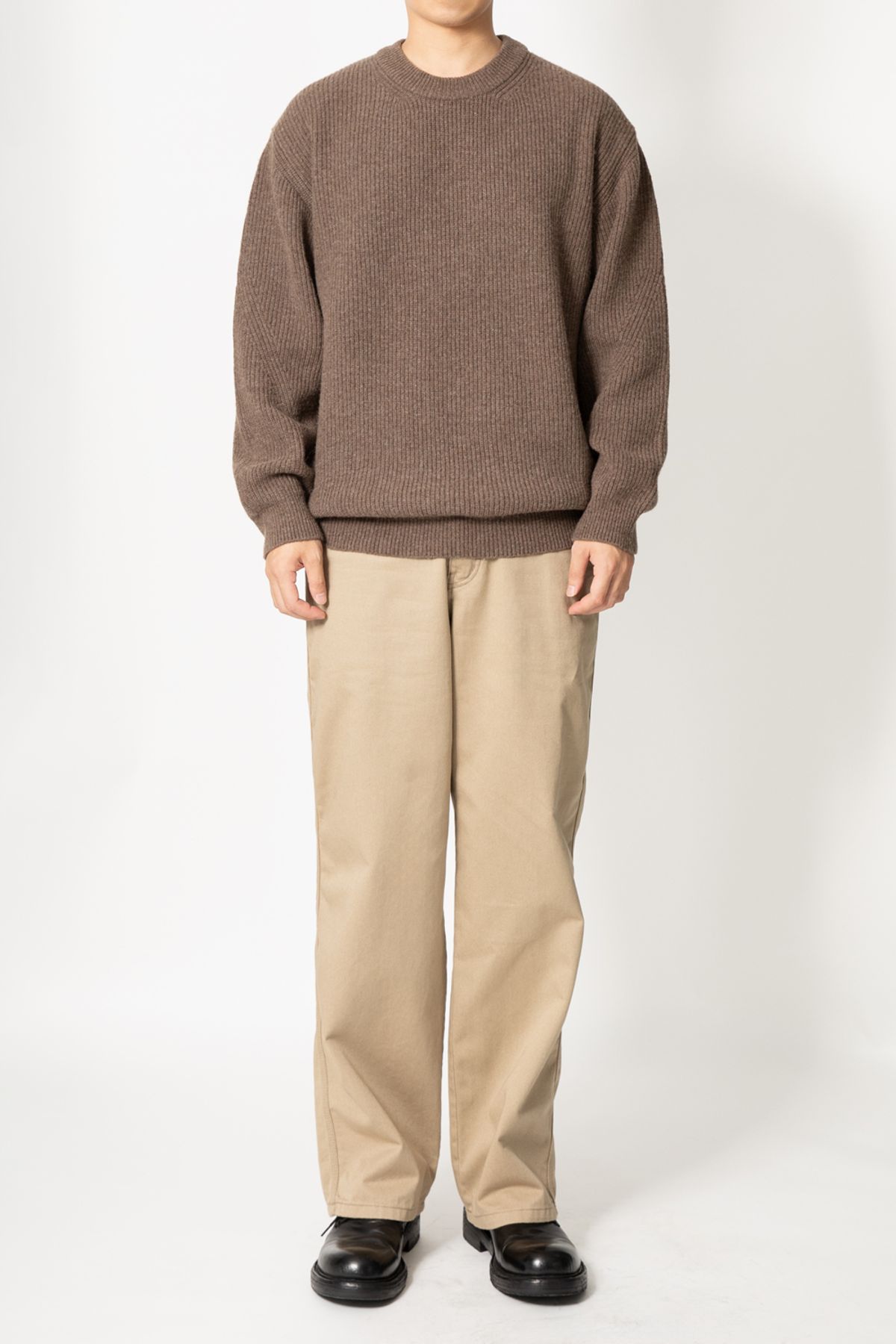 홀리선(HORLISUN) Northyork Crewneck Heavy Knit Melange Brown