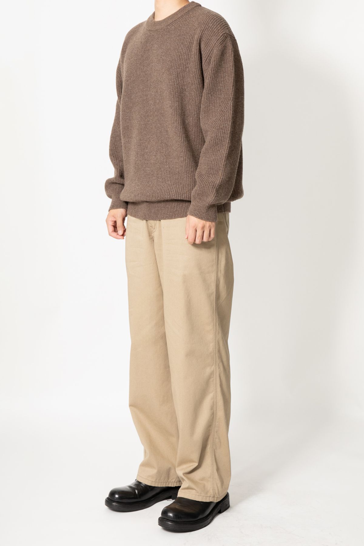 홀리선(HORLISUN) Northyork Crewneck Heavy Knit Melange Brown
