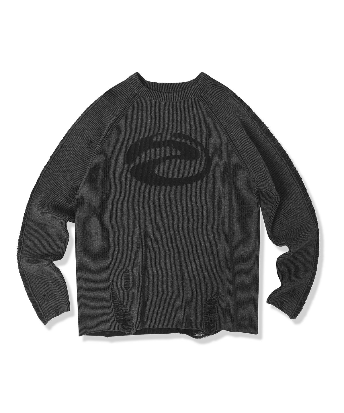 젠더스트(ZENDUST) Marc Damage Raglan Knit - 2COL