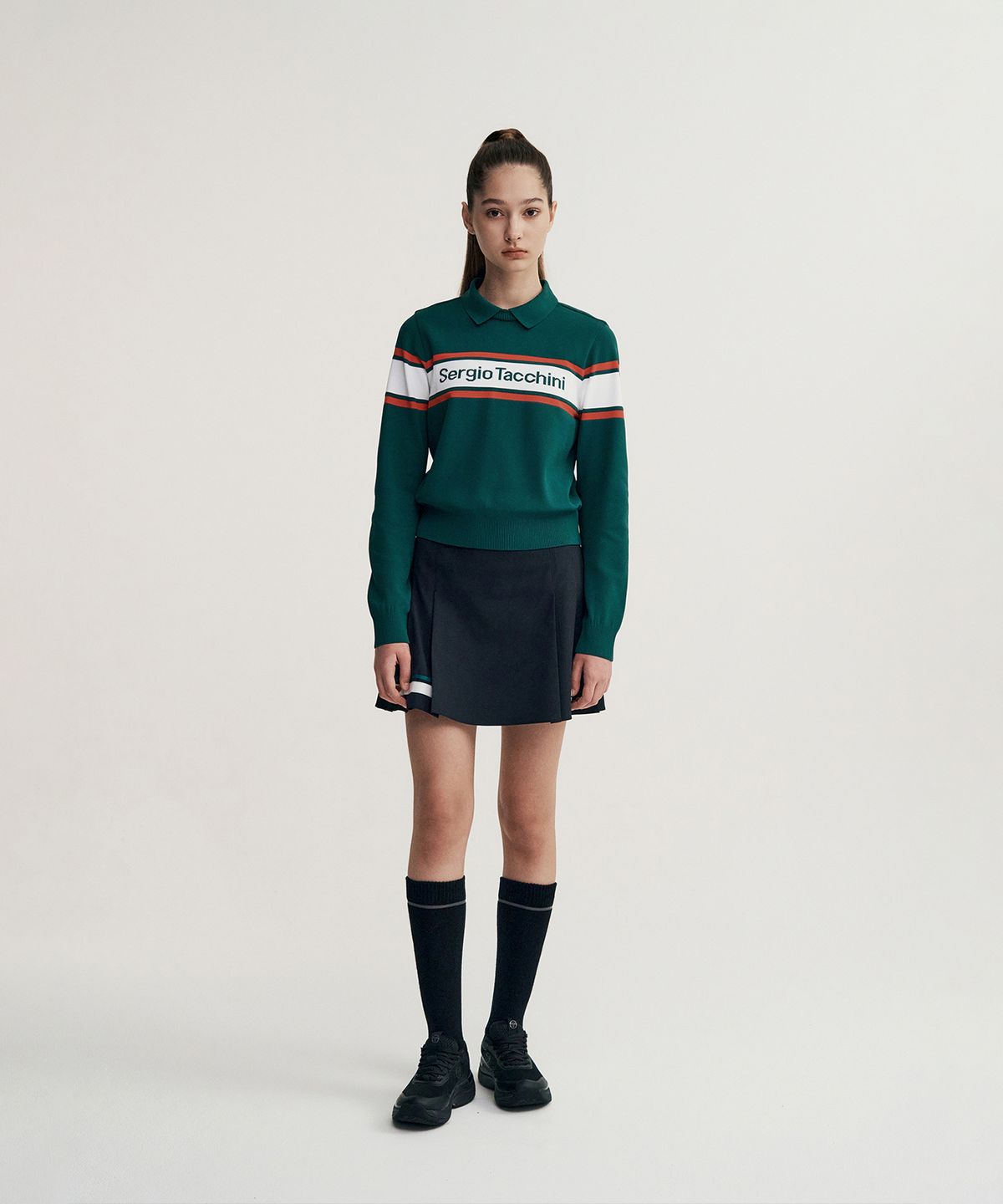세르지오 타키니(SERGIO TACCHINI) W 플래그 베러니트 카라 풀오버 (Green)