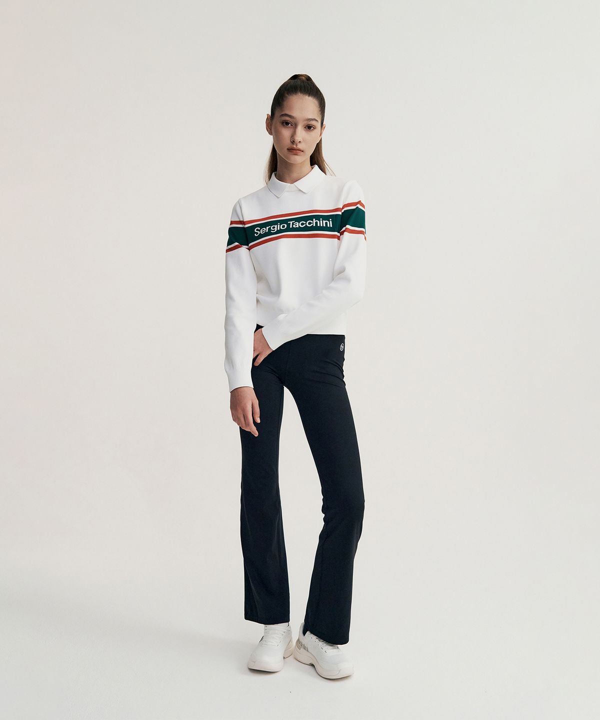 세르지오 타키니(SERGIO TACCHINI) W 플래그 베러니트 카라 풀오버 (White)