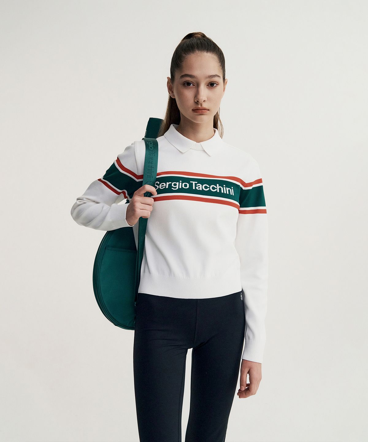 세르지오 타키니(SERGIO TACCHINI) W 플래그 베러니트 카라 풀오버 (White)