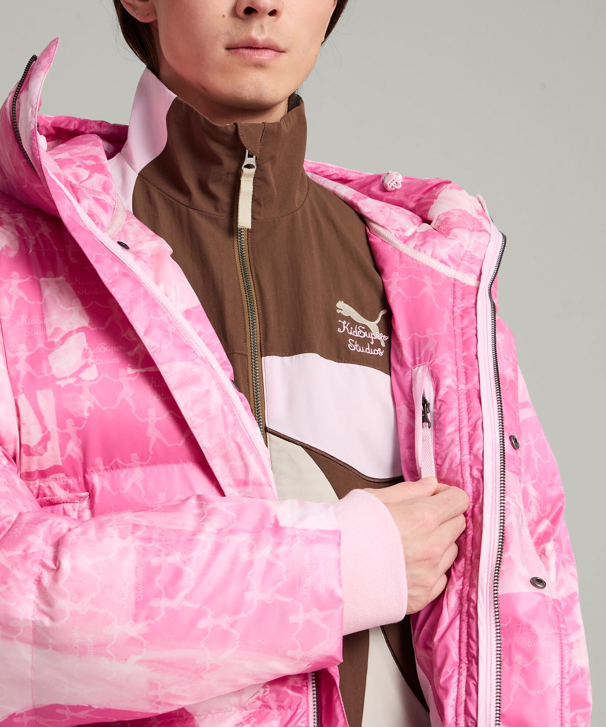 푸마(PUMA) 푸마 x 키드수퍼 MMQ AOP Puffer Jacket - 펄 핑크 / 626704-71