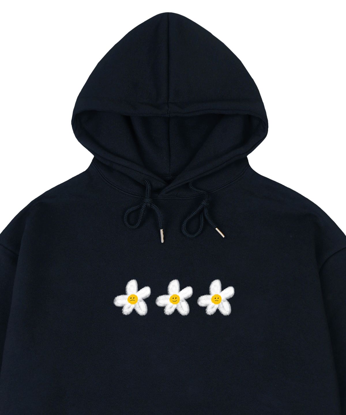 그레이버(GRAVER) [UNISEX]3 페인팅 플라워 스마일 후드티_네이비
