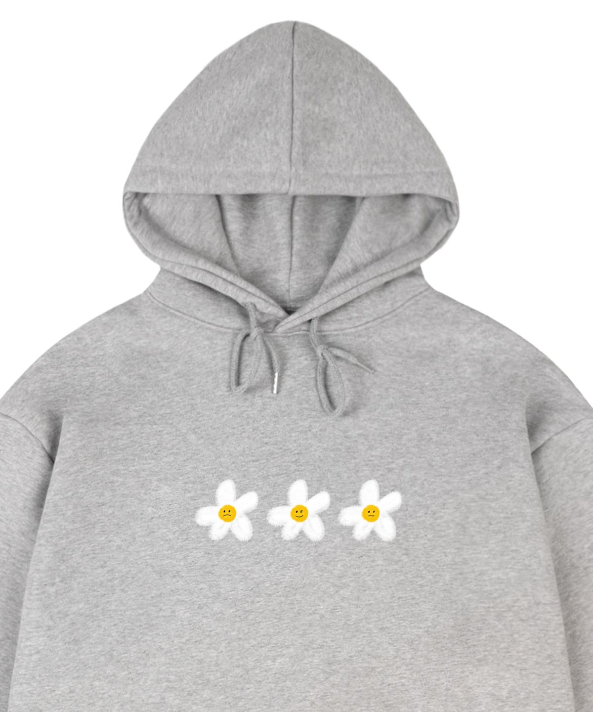 그레이버(GRAVER) [UNISEX]3 페인팅 플라워 스마일 후드티_그레이