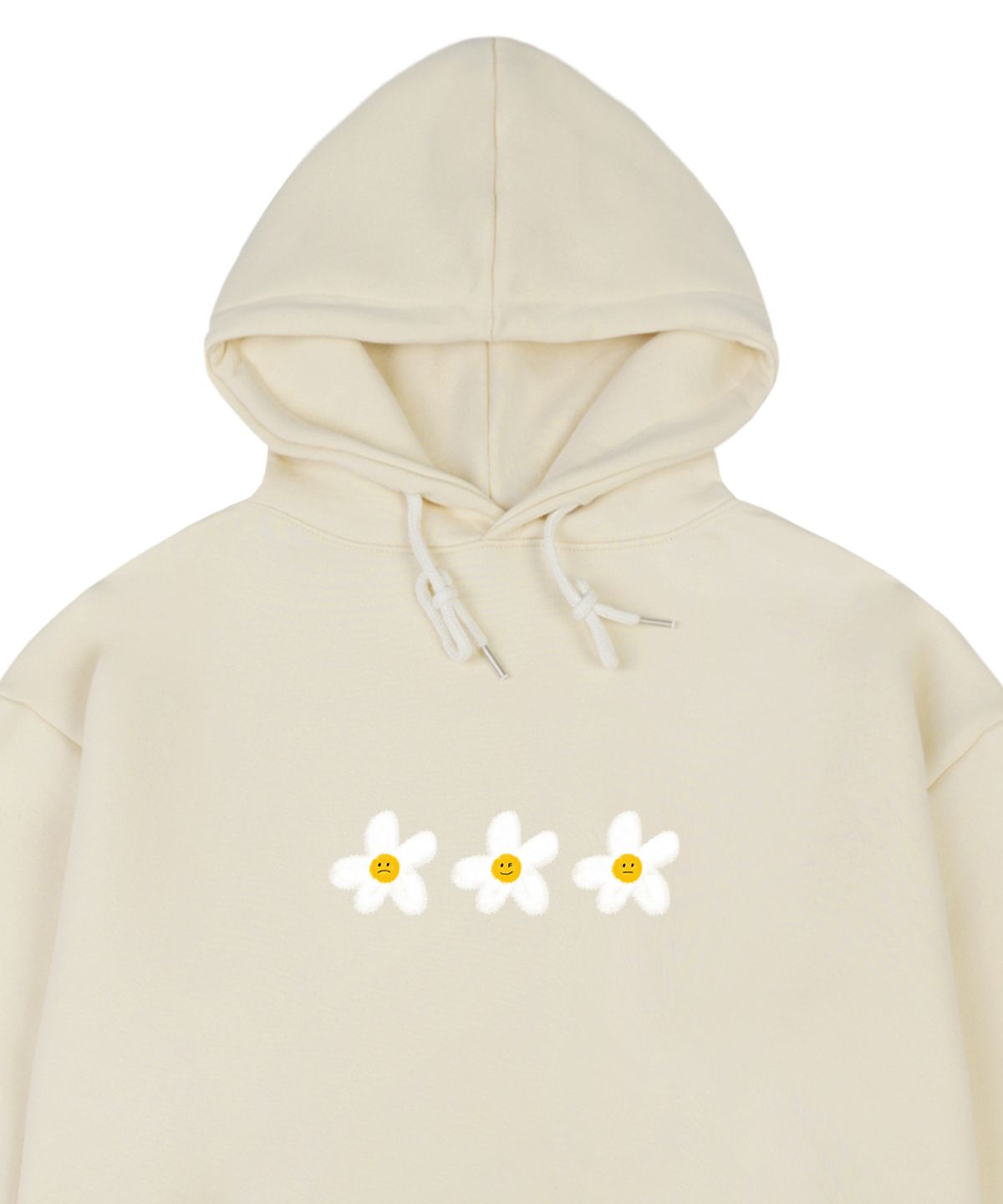 그레이버(GRAVER) [UNISEX]3 페인팅 플라워 스마일 후드티_크림