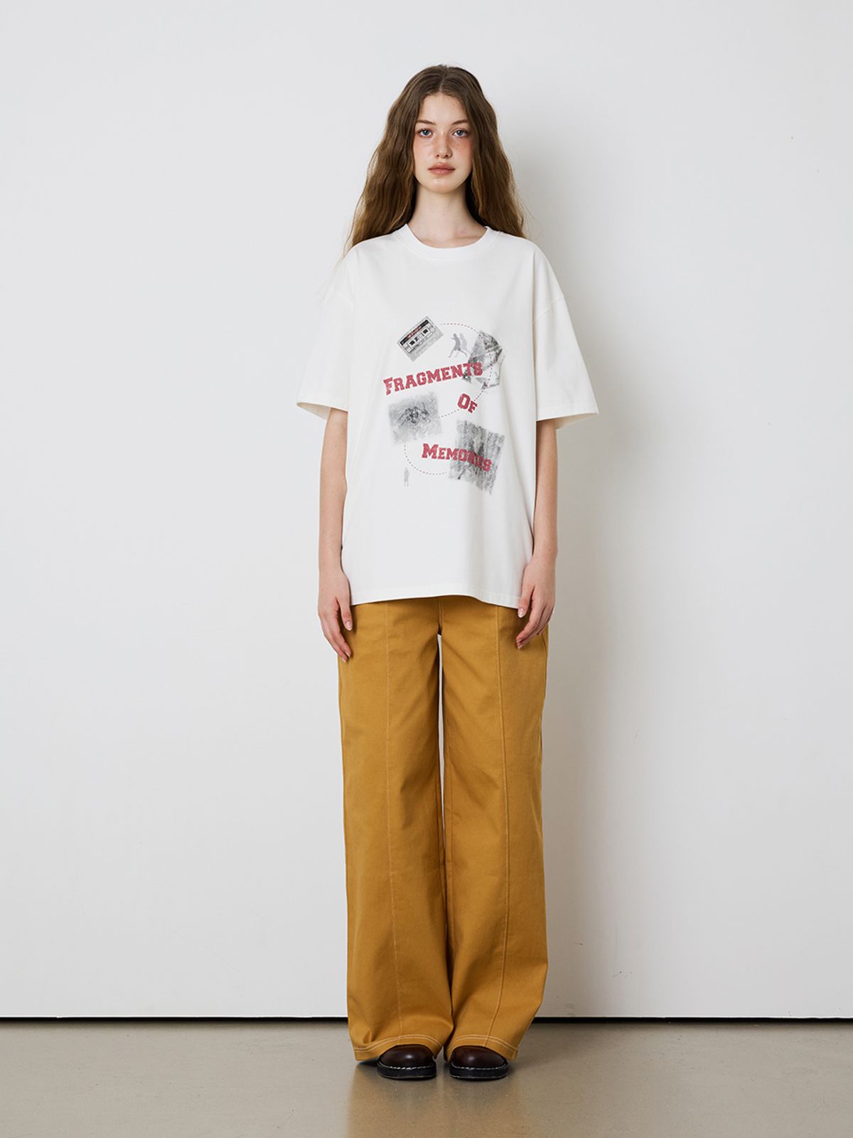 민더리(MEENDERI) [UNISEX] FRAGMENTS PRINT T-SHIRT - WHITE