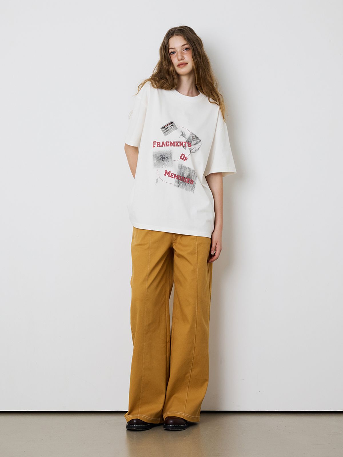 민더리(MEENDERI) [UNISEX] FRAGMENTS PRINT T-SHIRT - WHITE