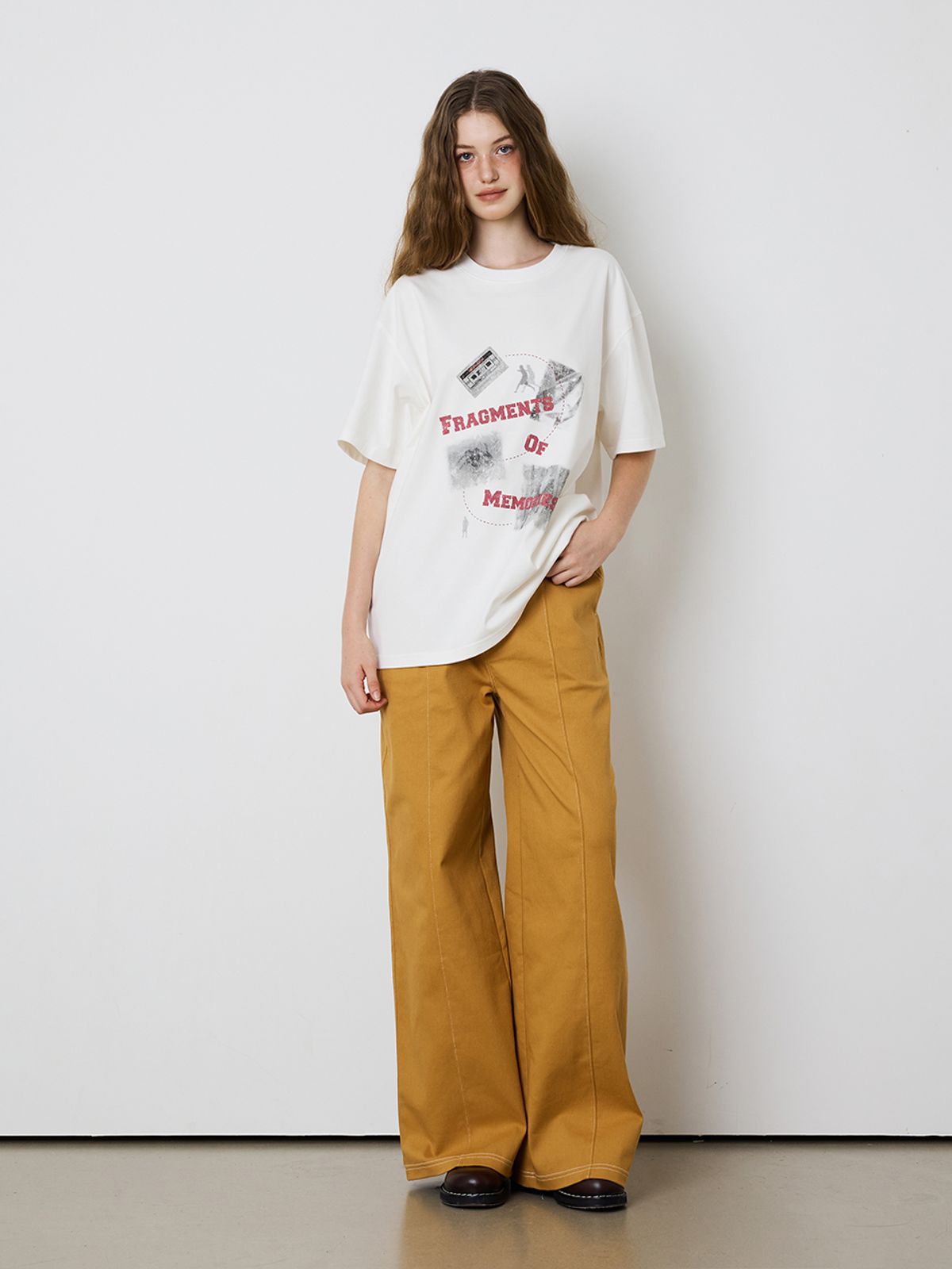 민더리(MEENDERI) [UNISEX] FRAGMENTS PRINT T-SHIRT - WHITE
