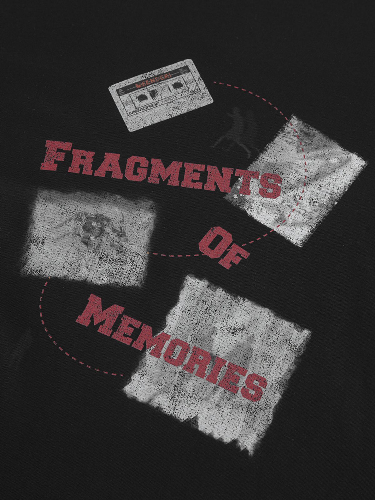 민더리(MEENDERI) [UNISEX] FRAGMENTS PRINT T-SHIRT - BLACK