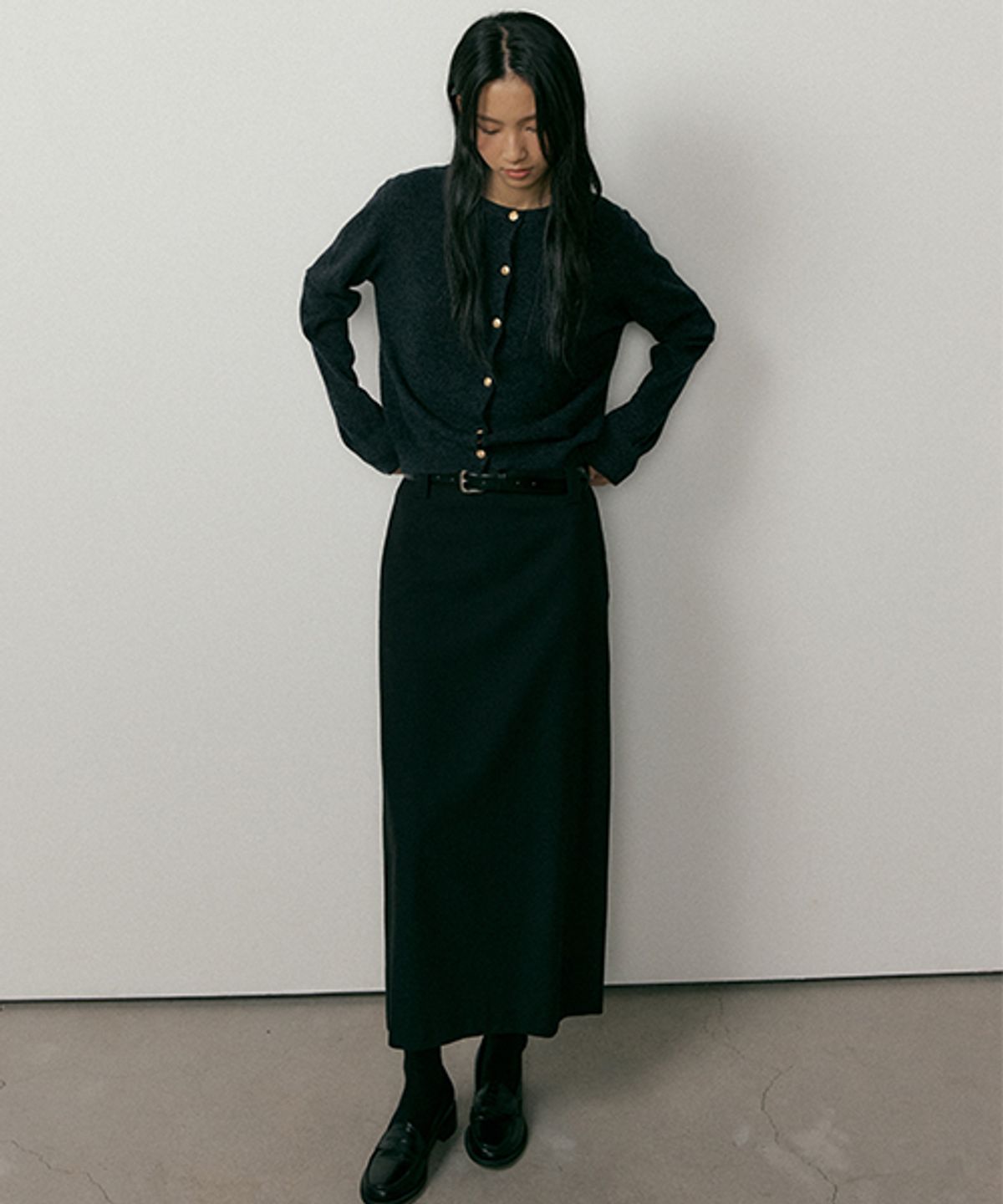 링서울(LINGSEOUL) standard H-line long skirt-black