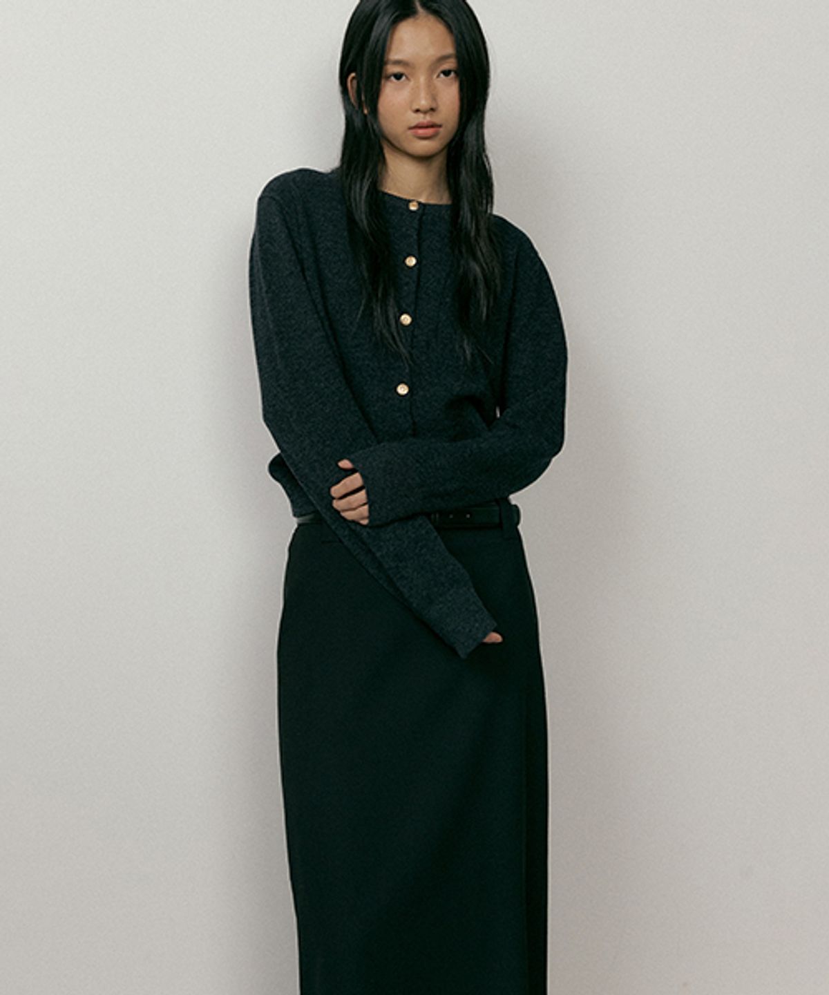링서울(LINGSEOUL) standard H-line long skirt-black