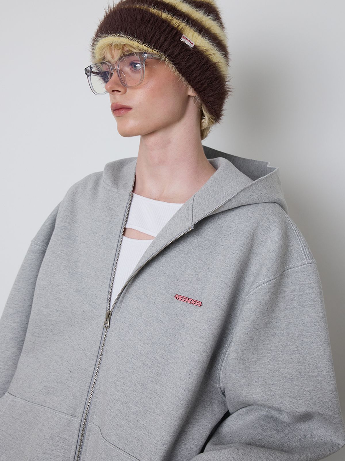 민더리(MEENDERI) [UNISEX] MIXED STRIPE KNIT BEANIE - YELLOW BROWN