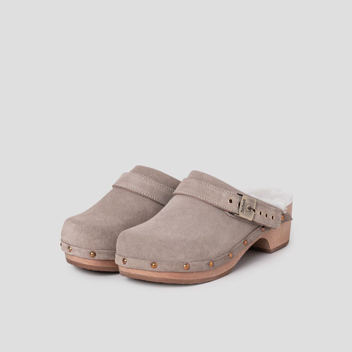 숄(SCHOLL) (WOMEN) 우드 솔 버튼 장식 크로그  베이지 (HH49K2W11A)