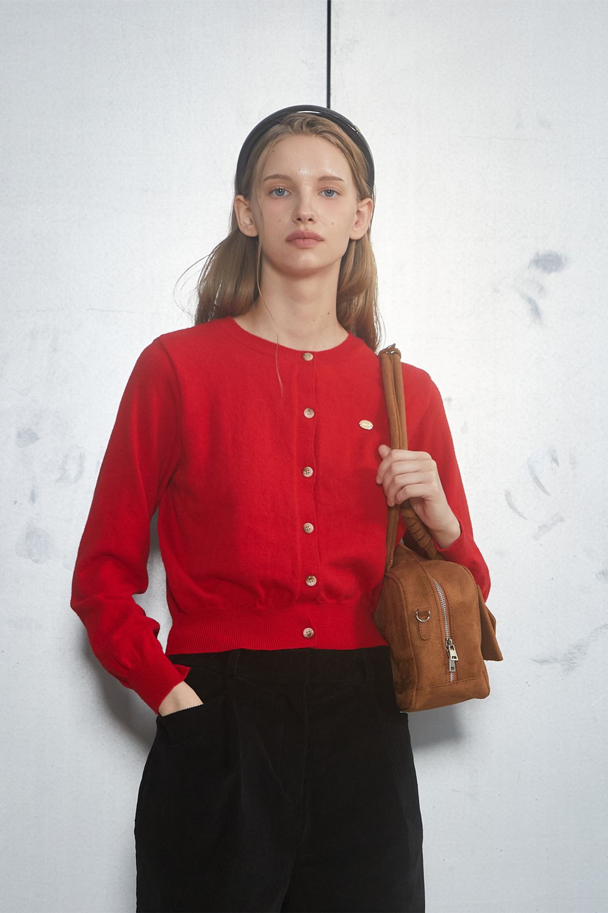 아노에틱(ANOETIC) SOLID ROUND CARDIGAN_RED