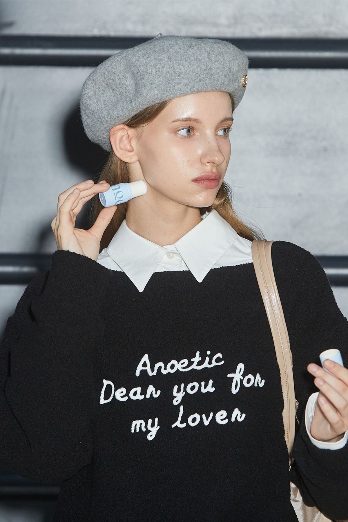 아노에틱(ANOETIC) ANC EMBROIDERY BOATNECK KNIT_BLACK