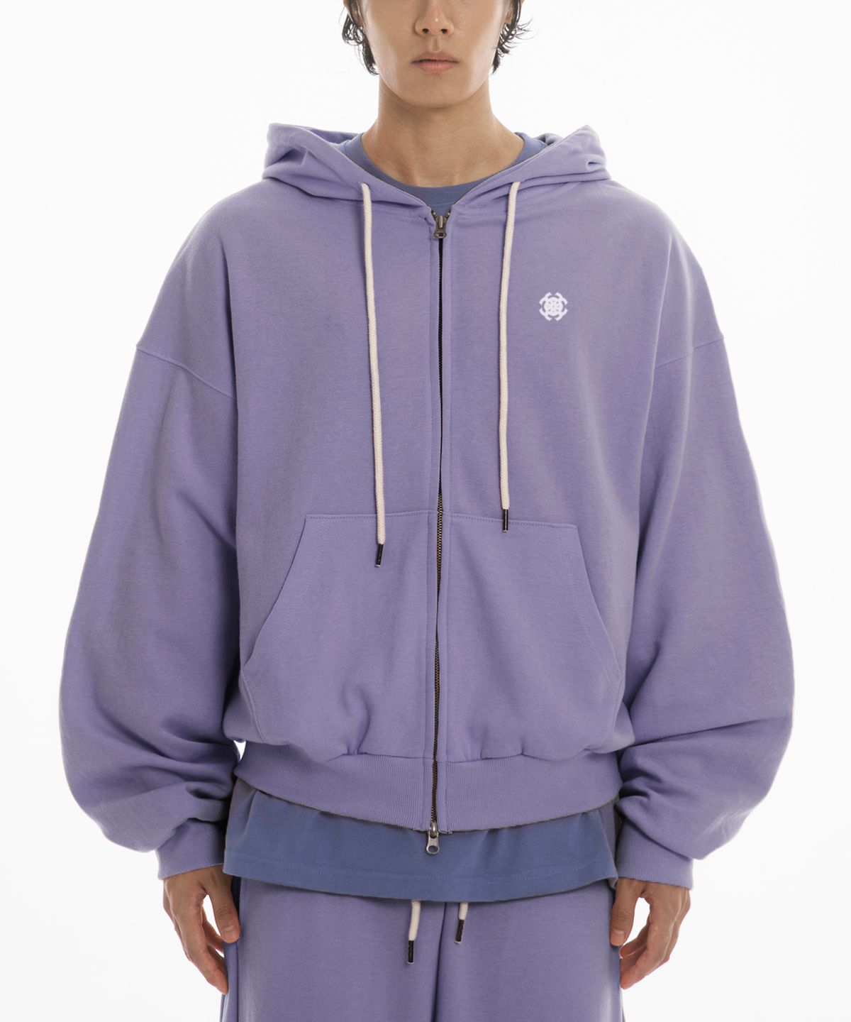 팬쇼(FANSHOW) DEMONIC ANGEL OVER FIT FLEECE-LINED HOODED ZIPUP - PUPLE