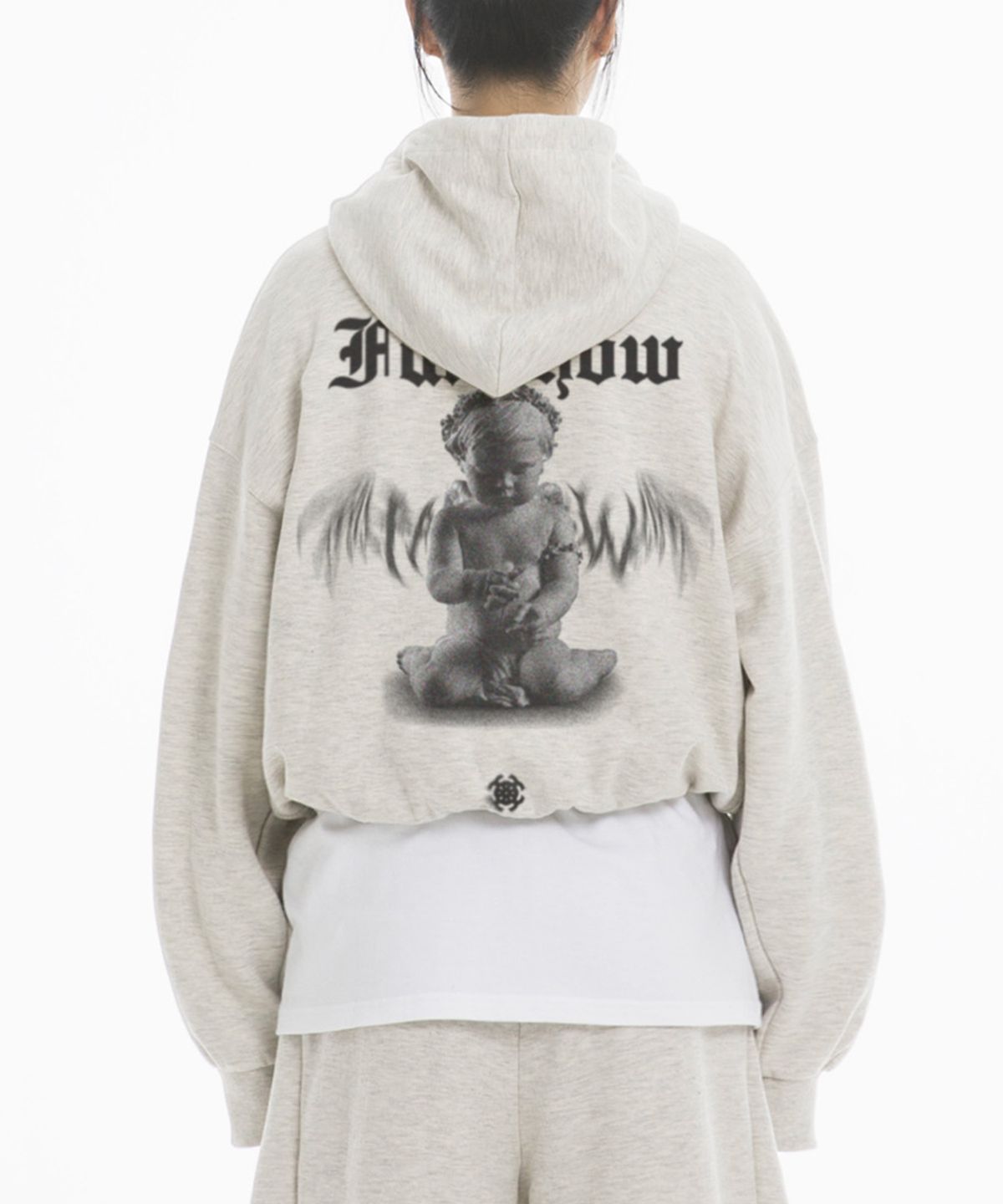 팬쇼(FANSHOW) DEMONIC ANGEL OVER FIT HOODED ZIPUP - OATMEAL