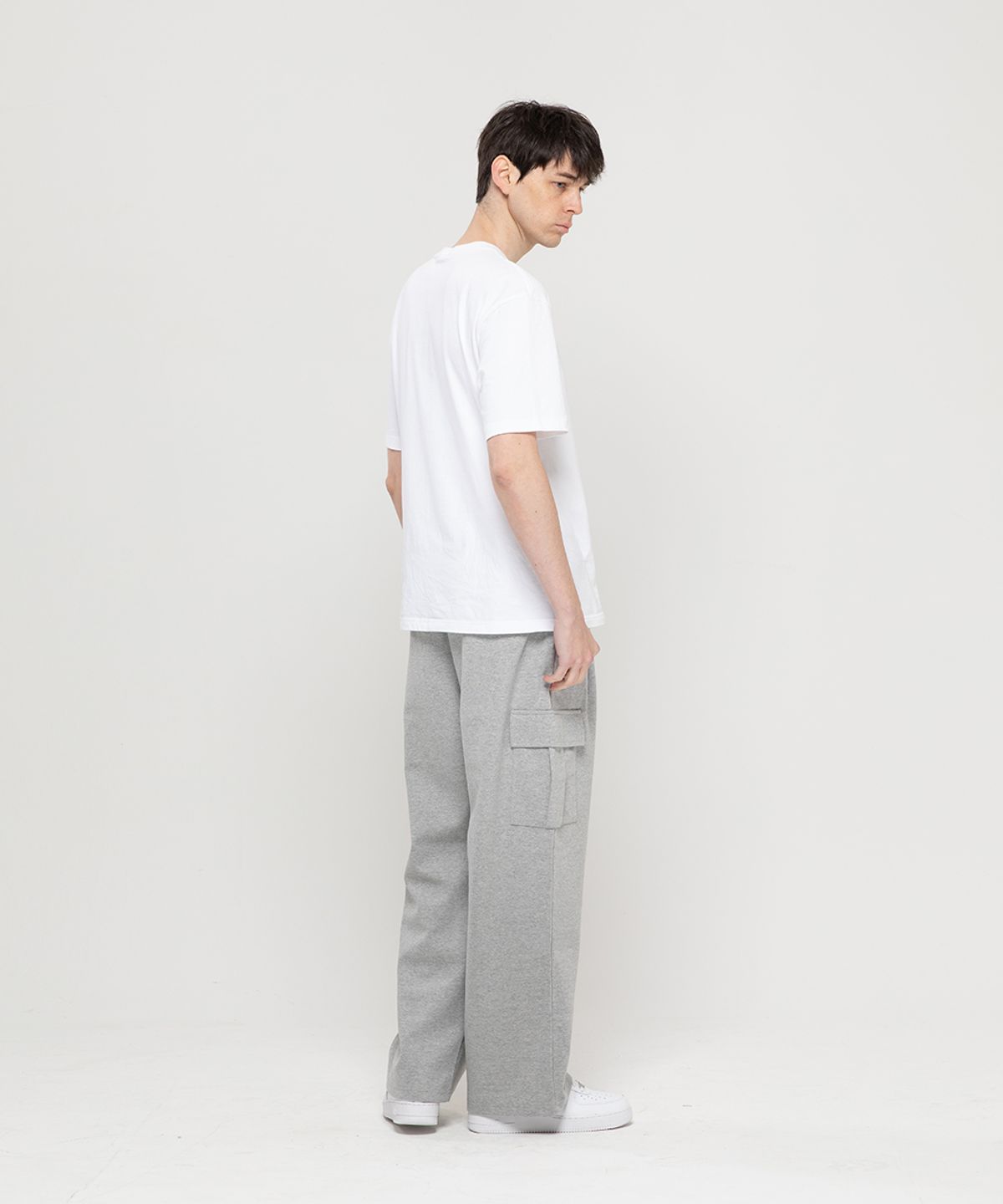 챔브로스(CHAMBROS) 카고 포켓 원턱 스웨트 와이드 팬츠 [그레이]