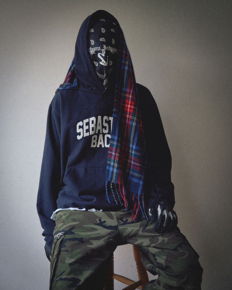 MUSINSA公式 | SCHISM INDUCING MUFFLER HOODIE NAVY