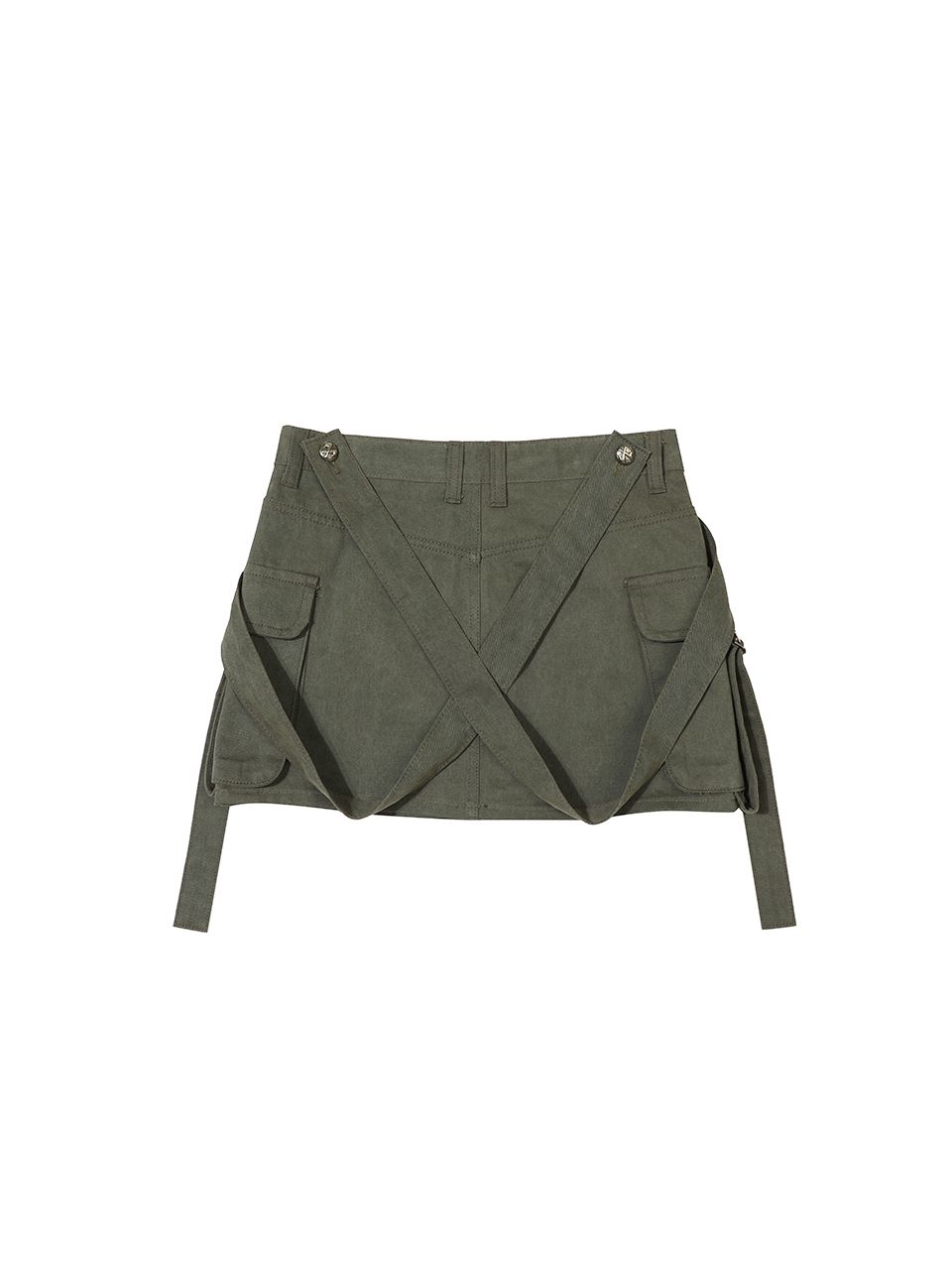 MUSINSA | YEEL CROSS STRAP CARGO SKIRT KHAKI