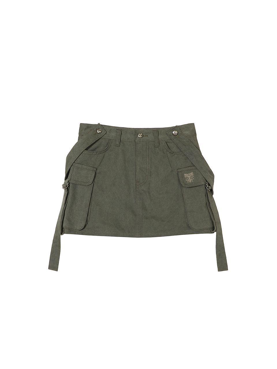 MUSINSA | YEEL CROSS STRAP CARGO SKIRT KHAKI