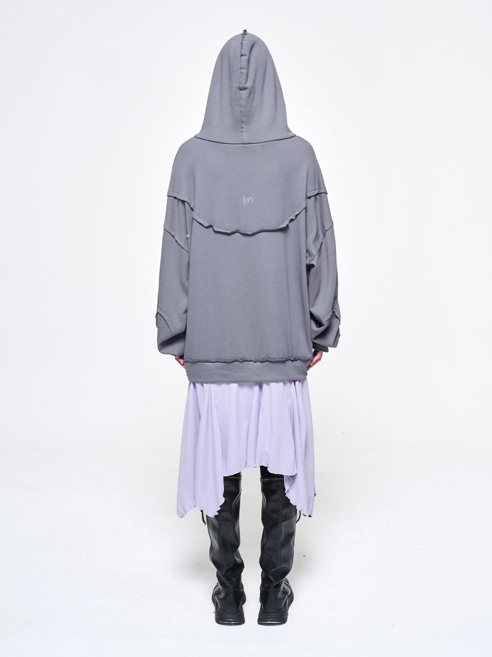 MUSINSA | L.E.E.Y LOGO LAYERED HOODIE GREY