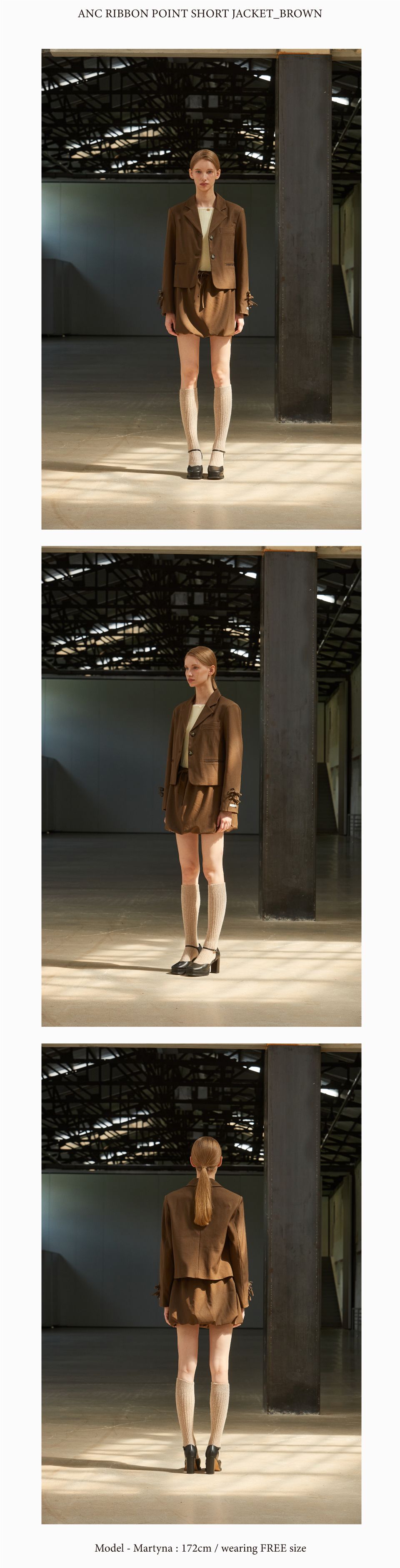 ★ANOETIC★ RIBBON POINT SHORT JACKET_BROWN 아노에틱(ANOETIC) RIBBON POINT SHORT JACKET_BROWN - 사이즈