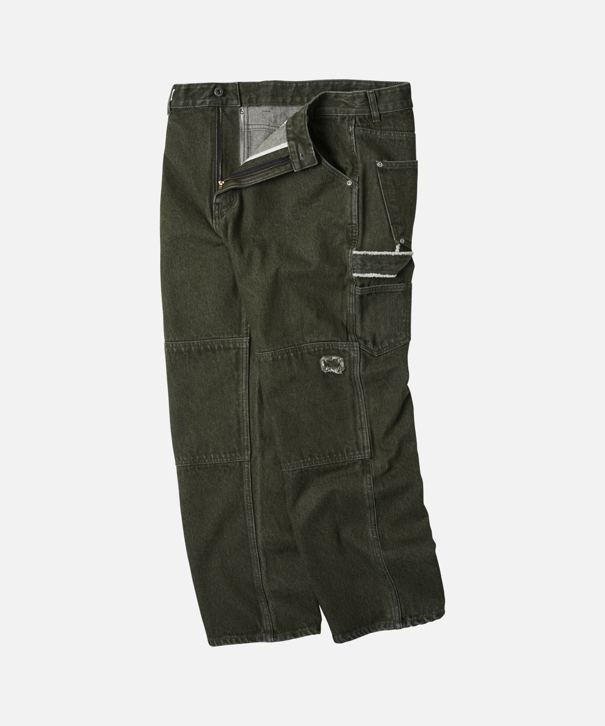 프리즘웍스(FRIZMWORKS) WASHED DENIM DOUBLE KNEE PANTS _ WASHED OLIVE