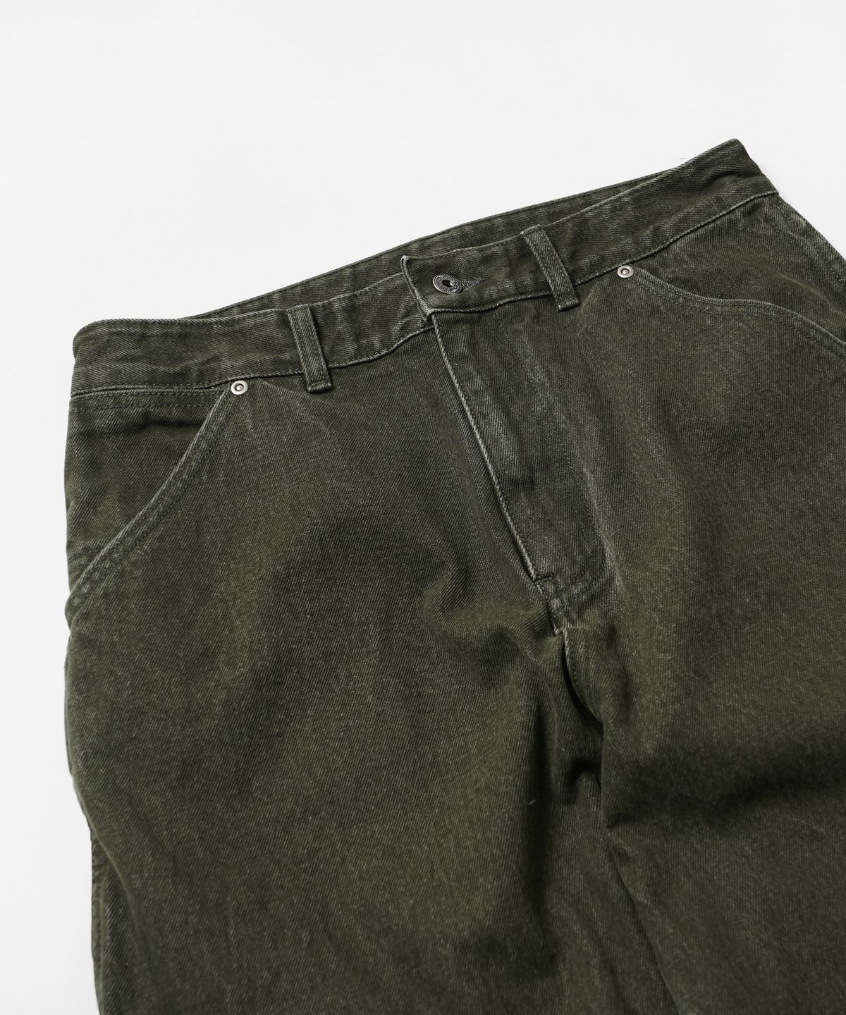 프리즘웍스(FRIZMWORKS) WASHED DENIM DOUBLE KNEE PANTS _ WASHED OLIVE