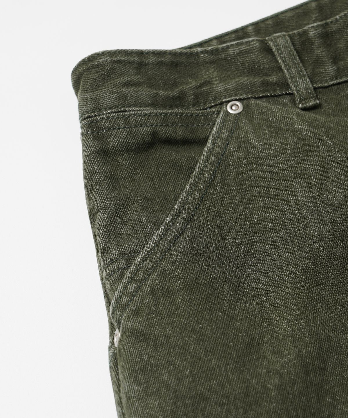 프리즘웍스(FRIZMWORKS) WASHED DENIM DOUBLE KNEE PANTS _ WASHED OLIVE