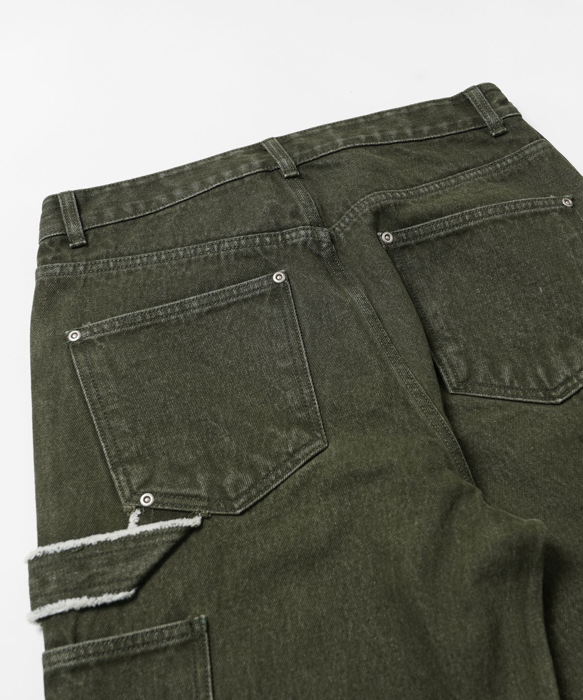 프리즘웍스(FRIZMWORKS) WASHED DENIM DOUBLE KNEE PANTS _ WASHED OLIVE