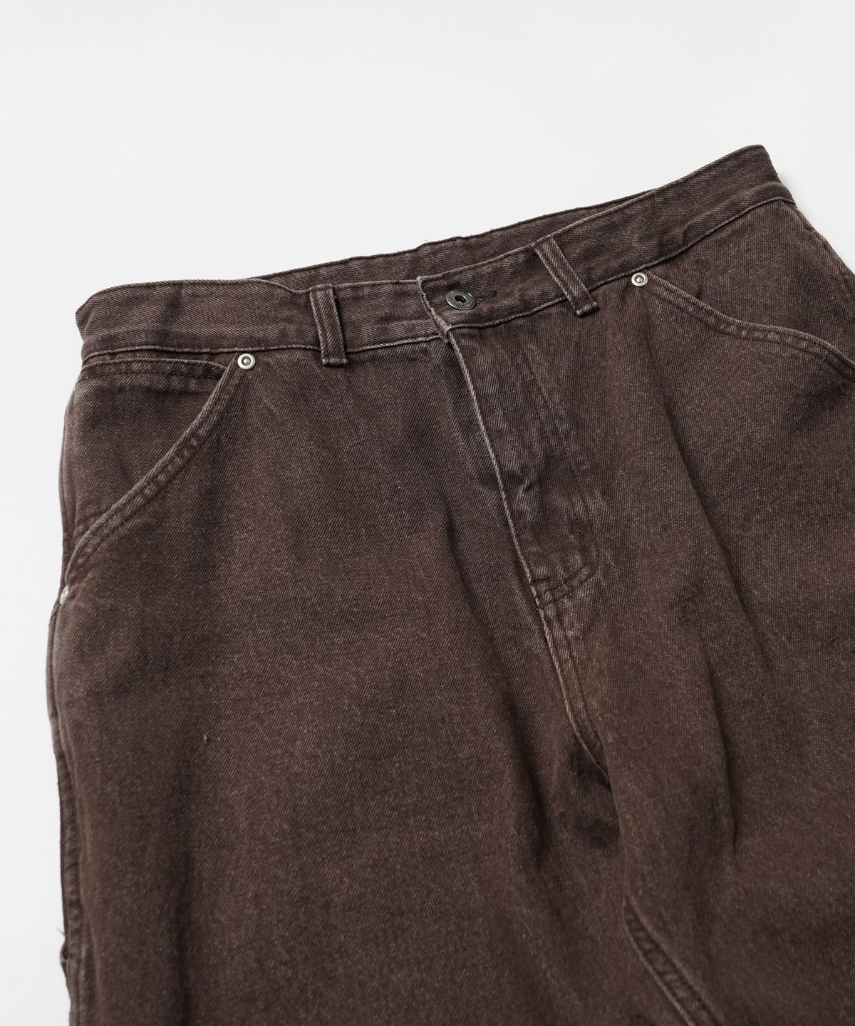 프리즘웍스(FRIZMWORKS) WASHED DENIM DOUBLE KNEE PANTS _ WASHED BROWN