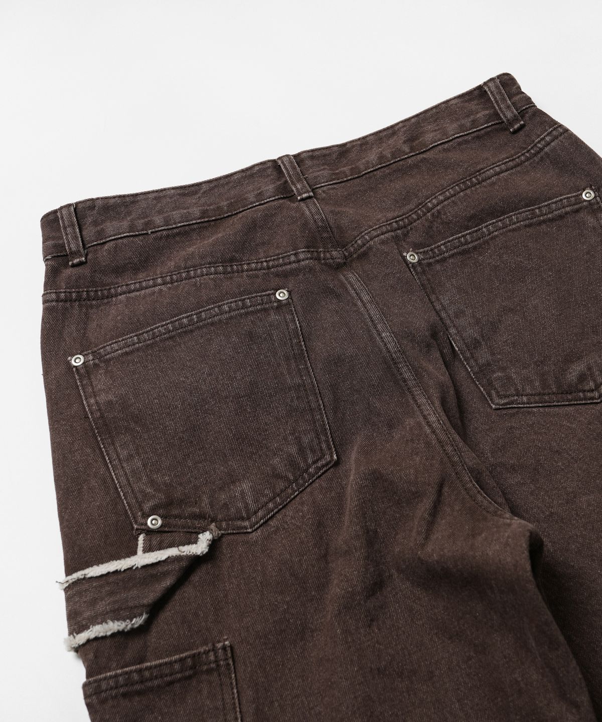 프리즘웍스(FRIZMWORKS) WASHED DENIM DOUBLE KNEE PANTS _ WASHED BROWN
