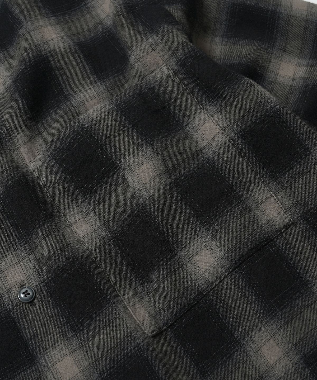 프리즘웍스(FRIZMWORKS) OMBRE FLANNEL RELAXED SHIRT _ BLACK