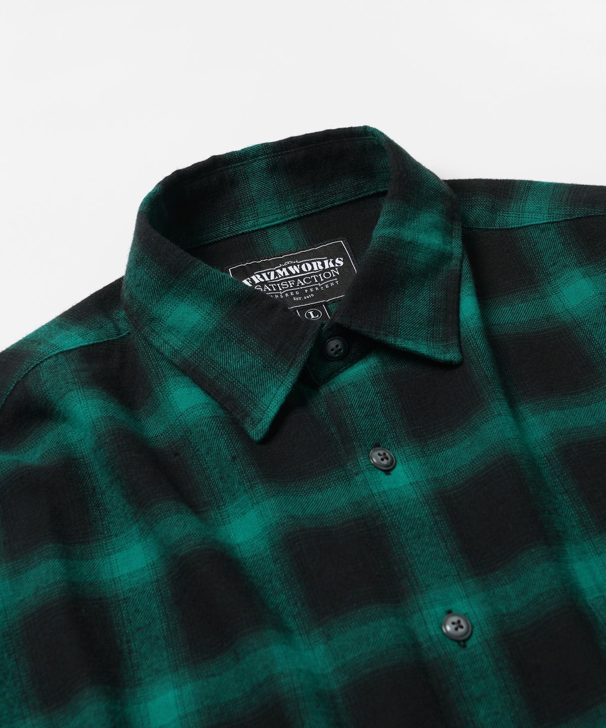 프리즘웍스(FRIZMWORKS) OMBRE FLANNEL RELAXED SHIRT _ GREEN